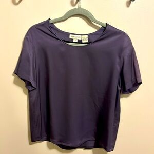 Ann Taylor purple 100 %silk short sleeve silk blouse.